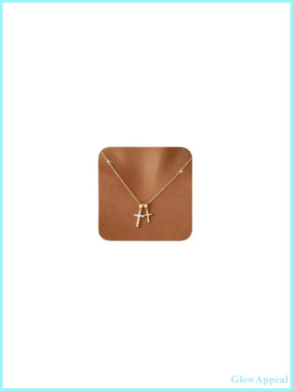 Gold Plated Diamond Cross Pendant Necklace Dainty Faith Jewelry Gift